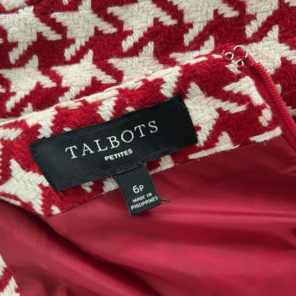 Talbot Herringbone Houndstooth Suite Moto Jacket Mini Skirt Red White Mixed Size - Picture 8 of 12
